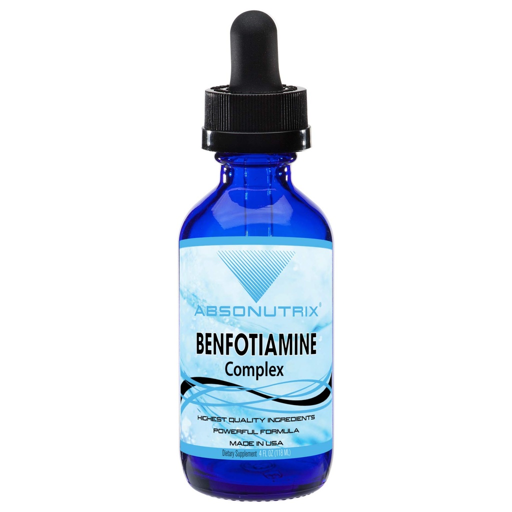 Absonutrix Benfotiamine Complex 300 mg, 4 Fl Oz steklenica, 200 Serving, Visoka biorazpoložljivost, Močne sestavine, Hitra absorpcija, Cruelty-free, Non-GMO, tretje-delni test, GMP-Certified, Made in USA