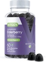 Viteey Sambucus Elderberry Gummies za odrasle – Bezgove jagode Vitamin C in cinkove imunitete Gumies - Vegan, Gluten-free – 60 Count