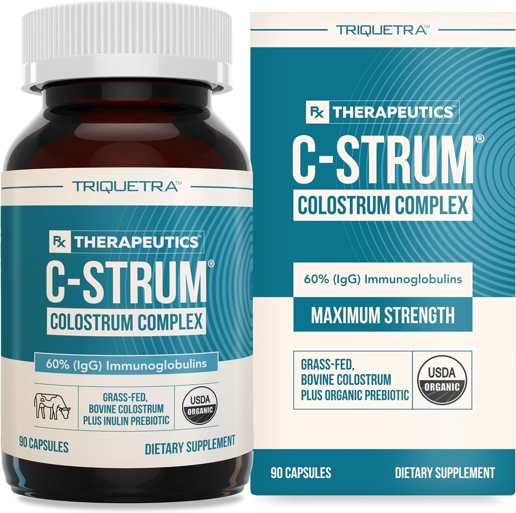 C-Strum® Ekološka goveja kolostrum dodatek, 60% igG, prvo molžo, trava Fed, Max Jakost Colostrum Kapsule iz nemških mlečnih krav - Gut, Immuniteta, Koža in lasje Podpora (90 štetje)