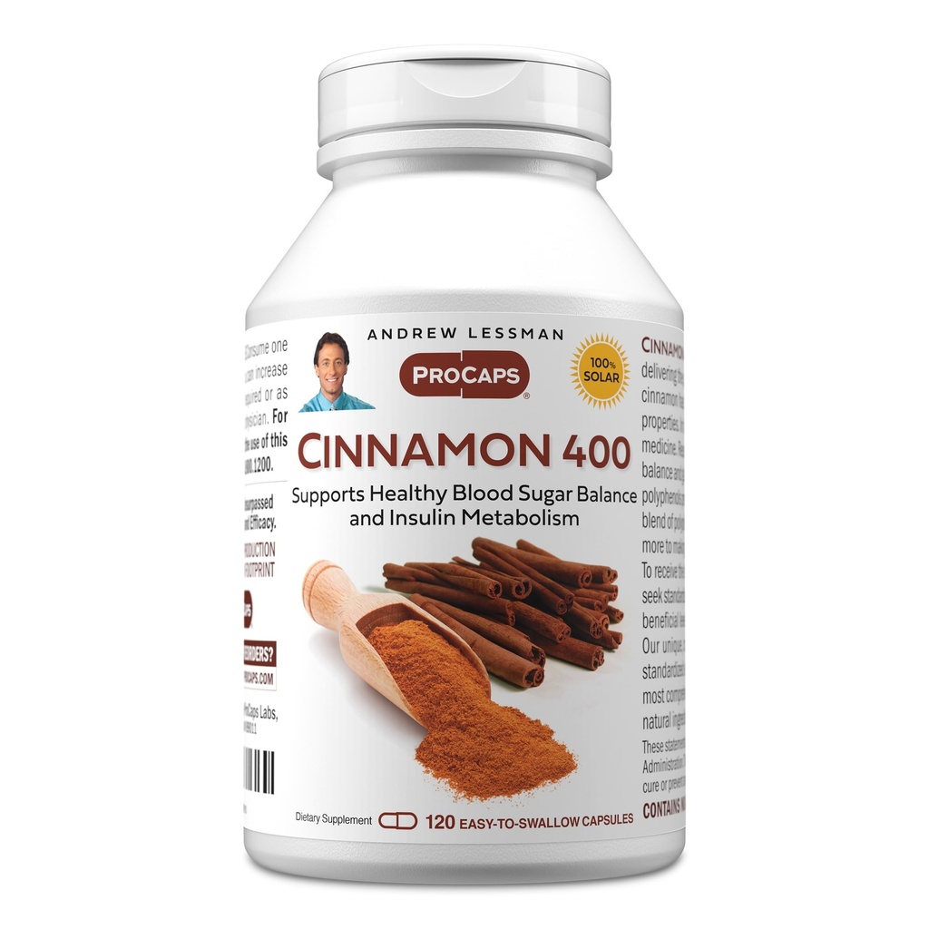 ANDREW LESSMAN Cinnamon 400mg - 120 kapsul - visoka jakost, standardizirani ekstrakt. Brez dodatkov. Majhne kapsule, ki jih je enostavno pogoltniti