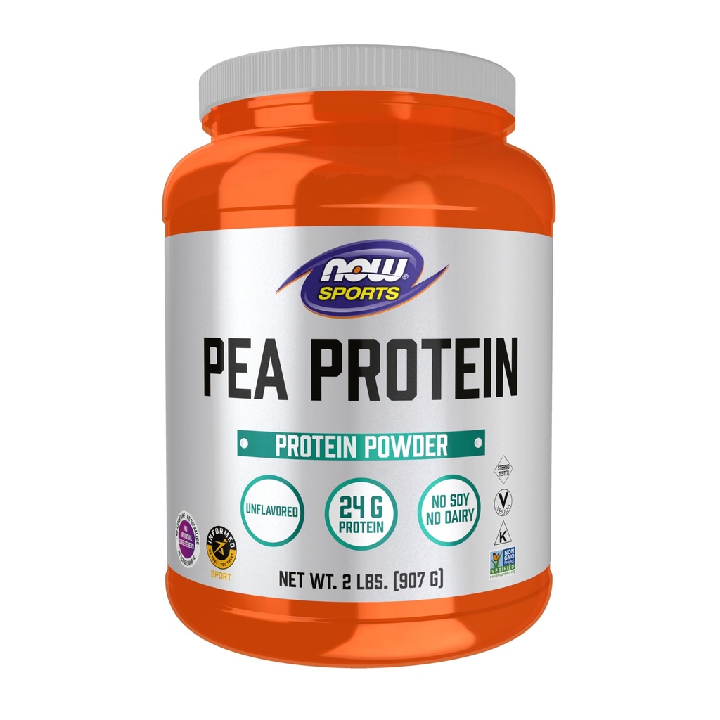 NOW Foods Sports Nutrition, Pea Protein 24 g, hitro absorbiranje, nearomatiziran prašek, 2-pound