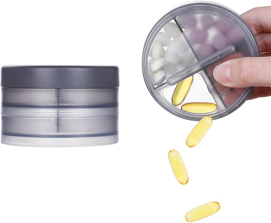 2 Layers tablete Case, KIGI Daily tablet Organizer z 8 Kompartmenti 1 dan 4 krat Prenosne tablete Box Vitamin Organizator za potovanja (Gray 3.1-2Inch)