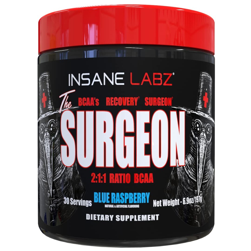 Insane Labz Kirurg BCAA recovery v prahu - razvejana veriga aminokislin post Delovni napitek za okrevanje mišic - 30 Srvgs (30 strežnice (Pack of 1), Blue Raspberry)