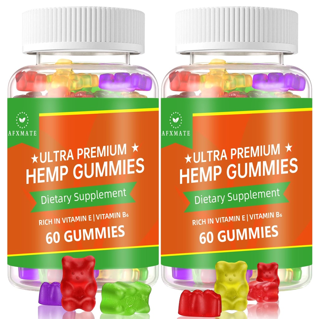 (2 paket) Konoplja, sadne užitne užitne Gummy Napredno 100% Naravne Visoko moč konoplja Izvleček gumijev - 120 Gumijev