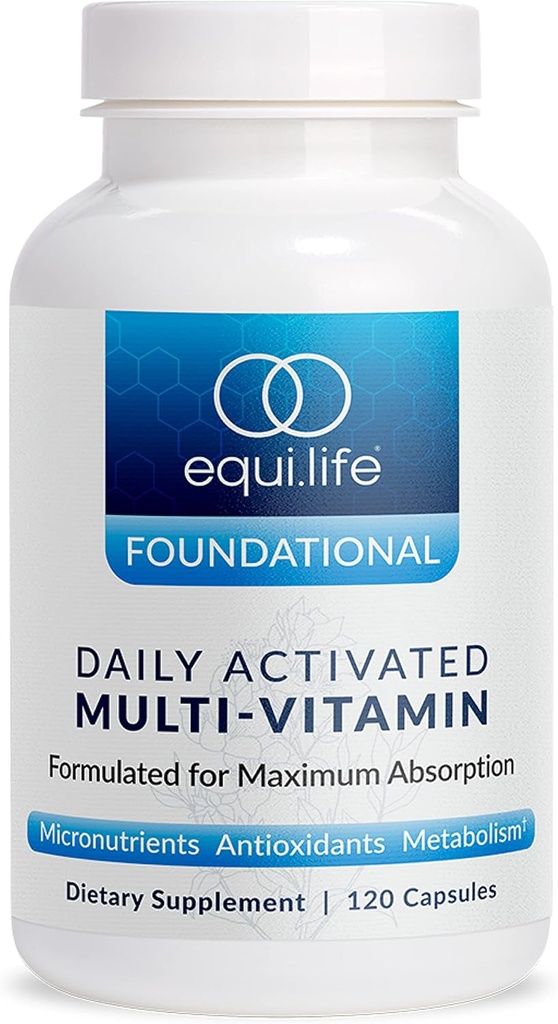 Equilife Daily Aktiviran multivitamin, 21 Essential Nutrients with B Complex, Antioksidant Formula za splošno Wellness, Gluten-free, Non-GMO, 120 kapsul