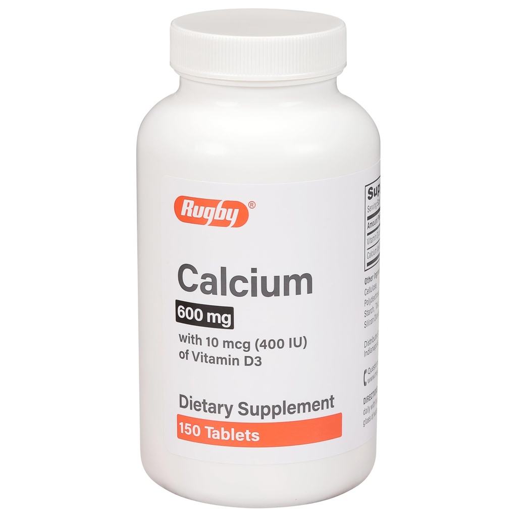Rugby 600 mg kalcijeve tablete - narejene z 10 μg (400 i. e.) vitamina D3 - prehranska dopolnila - 150 tablet