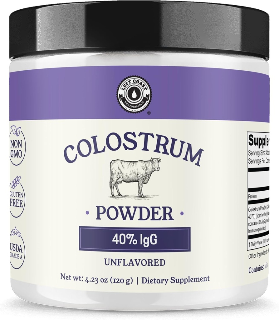 Colostrum Powder 40% IgG – ZDA Izvorna goveja kolostrum dopolnilo za imuno podporo, Gut zdravje, okrevanje mišic in splošno Wellness - ena sestavina, brez dodatkov, Non-GMO - 60 porcij