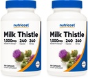 Nutricost Milk Thistle 1.000mg ekvivalentno, 240 kapsul (2 pakiranji) - 250 mg po 4:1 ekstrakt - vegansko, brez GMO in gluten