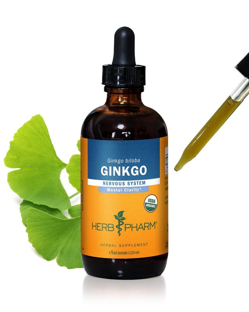 Herb Pharm Certified Organic Ginkgo Tekoči ekstrakt za spomin in koncentracijo - 4 Ounce