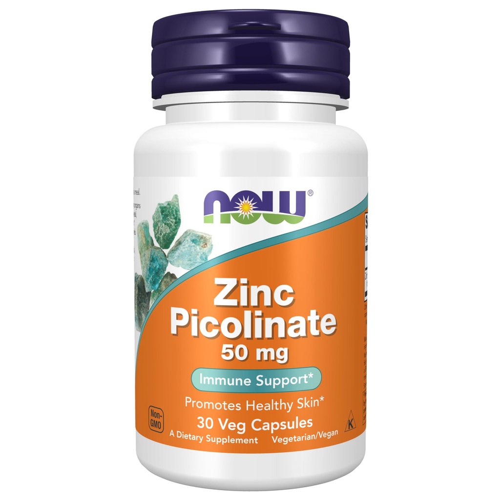 NOW Foods Supplements, Cinkov pikolinat 50 mg, Podpira encimske funkcije*, Imunska podpora*, 30 Veg kapsule