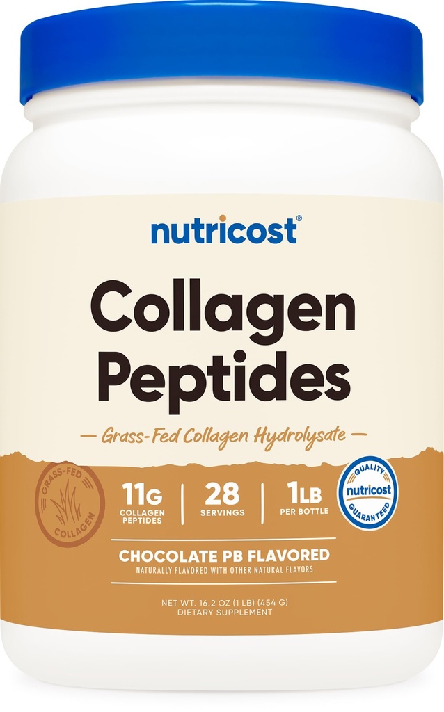 Nutricost kolagen peptides v prahu (oranženo arašidovo maslo) 1 LB - kolagenski hidrolizat, brez glutena