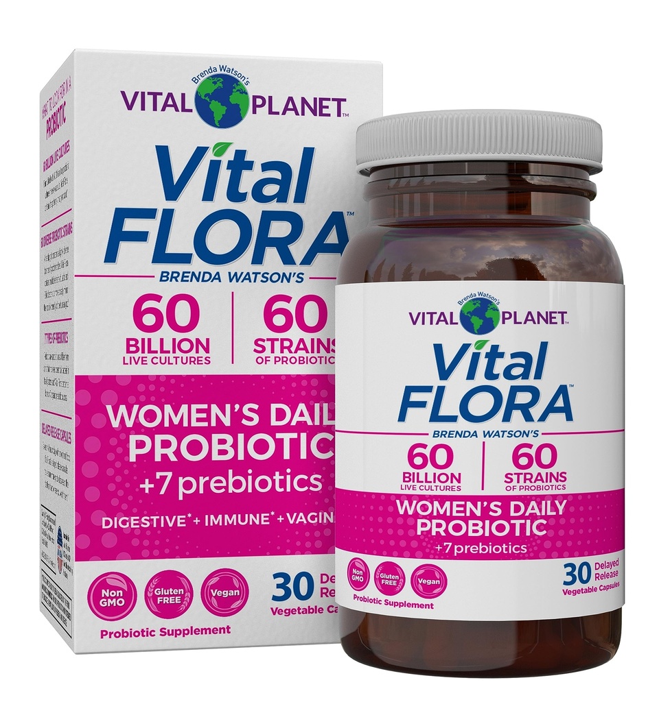 Vital Planet - Vital Flora Daily Probiotic 60 Milijarda CFU, 60 Diverse sevi, 7 Organic Prebiotics, Vaginalna in Imunska podpora, Napenjanje, Prebavni zdravje Probiotiki za ženske 30 Kapsule