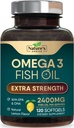 Omega 3 ribje olje dodatek 2400 mg - Trojna moč EPA & DHA ribje olje Omega 3, Essential Maščobne kisline Dopolnilo softgels, Možgani in srce podpora za zdravje, Gluten brezplačno Ne-GMO, 120 Softgels