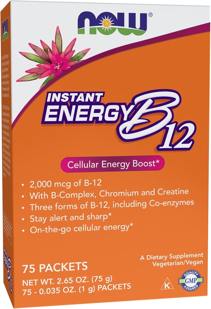 Zdaj dopolnila, Instant Energy B-12 (2.000 mcg B-12 na paket), Celularna energija Boost*, 75 paketov