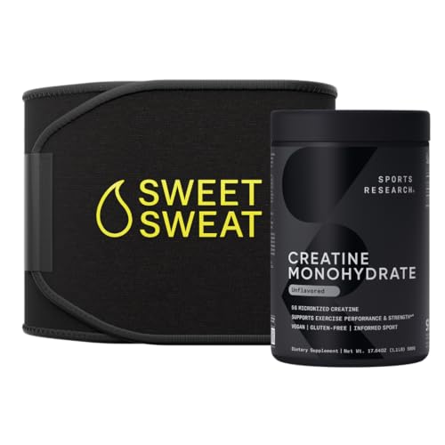Športne raziskave Kreatin Monohidrat in Sweet Waist Trimmer - Črna in rumena (srednja)