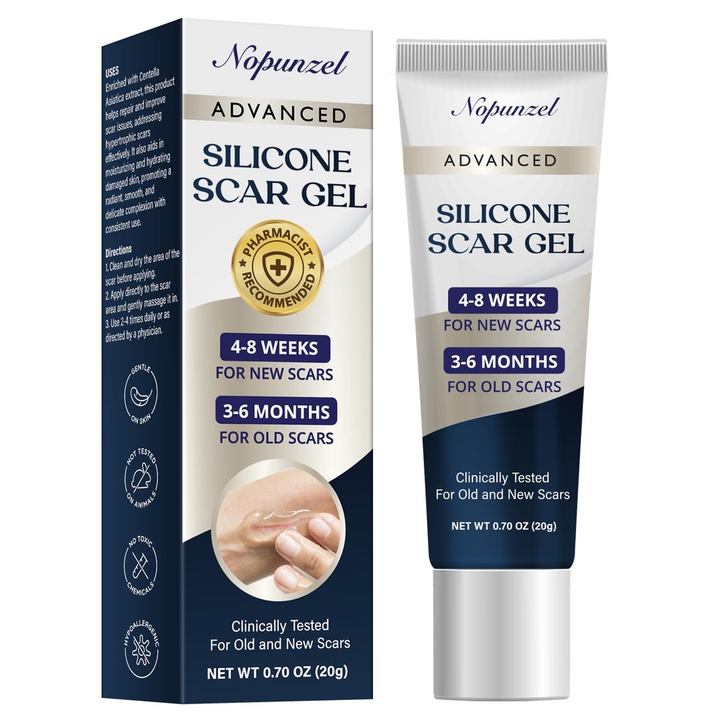 Gel za silikonsko brazgotino: Silikonski gel za brazgotine - izboljšanje videza brazgotine za stare in nove brazgotine - Silikonski gel za medicinsko stopnjo - napredni gel za brazgotine - kirurgija - poškodba - Stitches - opekline - 20g
