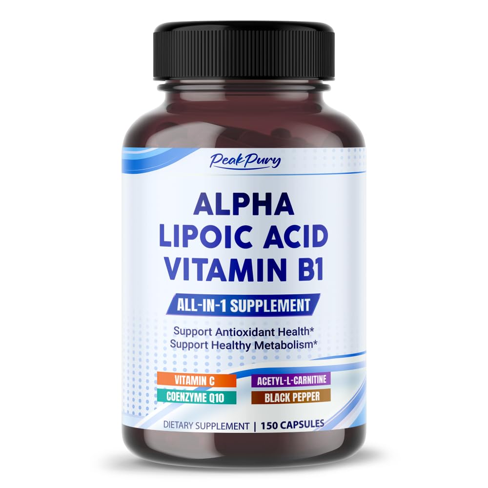Alfa lipojska kislina z vitaminom B1 - podpira antioksidant zdravje in zdravo presnovo - vključuje vitamin C, acetil-L-karnitin, CoQ10 - izdelan v ZDA- 150 kapsul