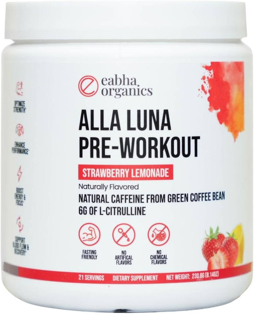 Alla Luna Pred-workout - Jagodna limonada - za podporo energije, fokus in Stamina - povečanje pretoka krvi za boljšo črpalko - 21-dnevno oskrbo - 1 Scoop na postrežbo