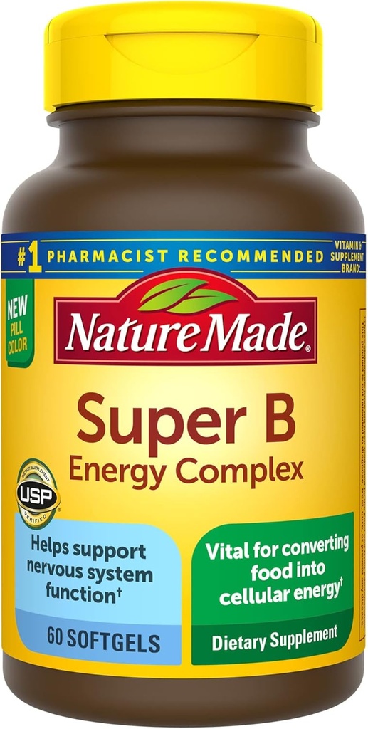 Super B Energy Complex, prehranski dodatek za delovanje možganov podporo, 60 Softgels,...