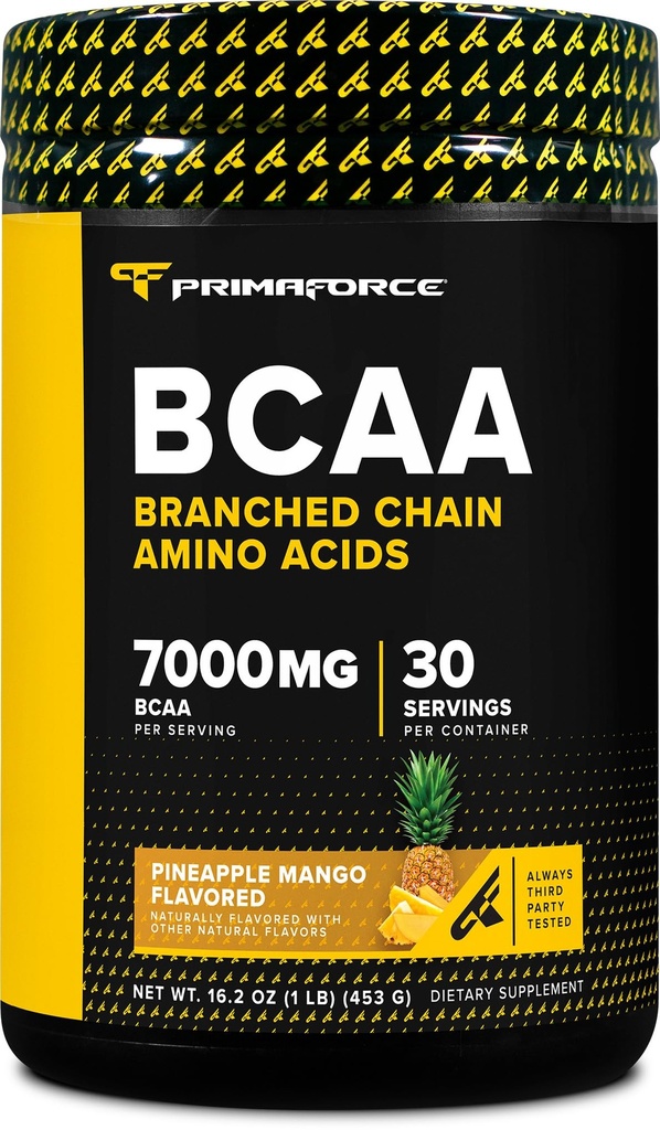 Primaforce BCAA Powder (Pineapple Mango) (30 strežnikov) - 7000MG 2:1:1 BCAA, po treningu regeneracijska pijača z aminokislinami in prava sol za moške in ženske