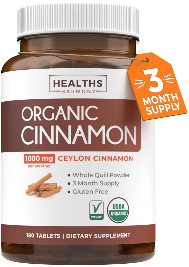 USDA Organic Ceylon Cimet tablete - High Potency Ceylon Cimet dodatek s 1000mg na služijo za popolno podporo telo antioksidant - Vegan non-GMO cGMP Made & Lab preverjena (3 mesecev dobave)