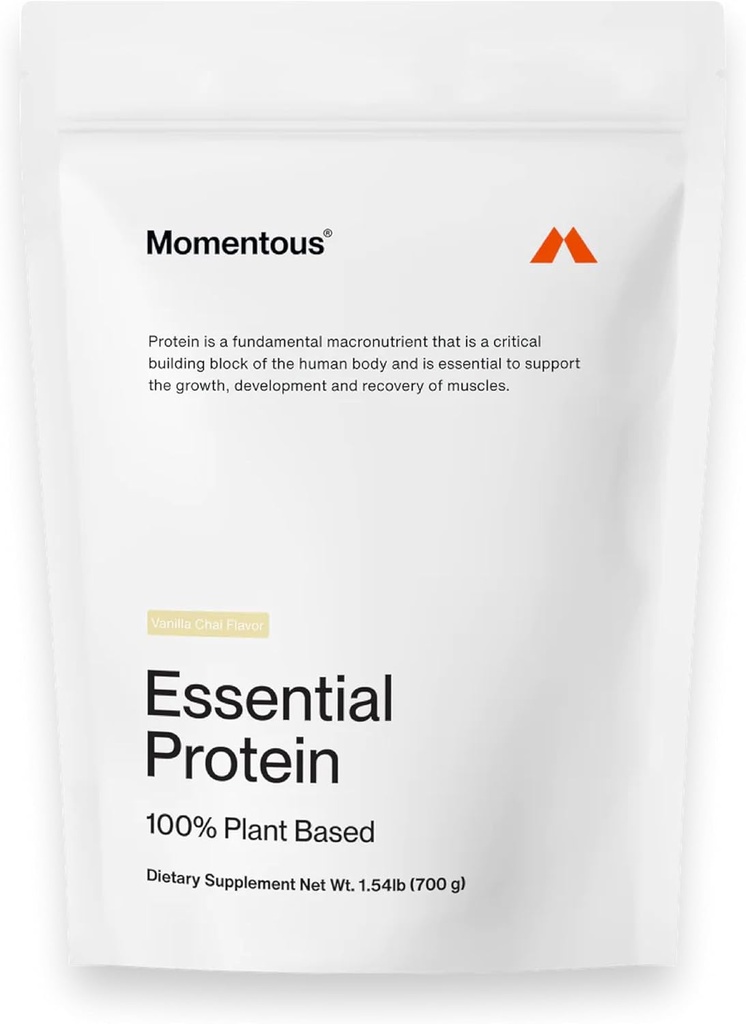 Trenuten Essential Vegan Protein Powder - 20g Protein na osnovi rastline - NSF Certified, Gluten-free, Non-GMO, 20 Servings for Essentialday use, Vanilla Chai