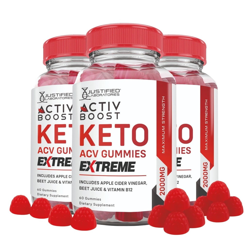 Upravičeni laboratoriji (3 Pack Activboost Keto Acv Gummies Extreme 2000MG Active Boost Oblikovan z Granatno peso Juice v prahu B12 Vegan Non GSO 180 Gummys