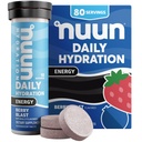 Nuun Energija Elektrolitske tablete z ginsengom, kofeinom iz ekstrakta zelenega čaja, vitaminom B12, B6, B5, magnezijem in 4 drugimi elektroliti, Gluten Free & Vegan, Berry Blast, 8 Pack (80 Servings skupaj)