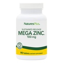 NaturesPlus Mega Cink 100 mg Trajno sproščanje - 90 Tablete - Vegetarijanska, Gluten brezplačno - 90 Služi