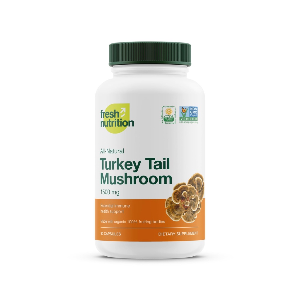 Sveža prehrana Organic Turkey Izvleček gob iz repa - visoko v beta glukani – Non-GMO, Vegan prijazno, Gluten-free - 90 kapsul