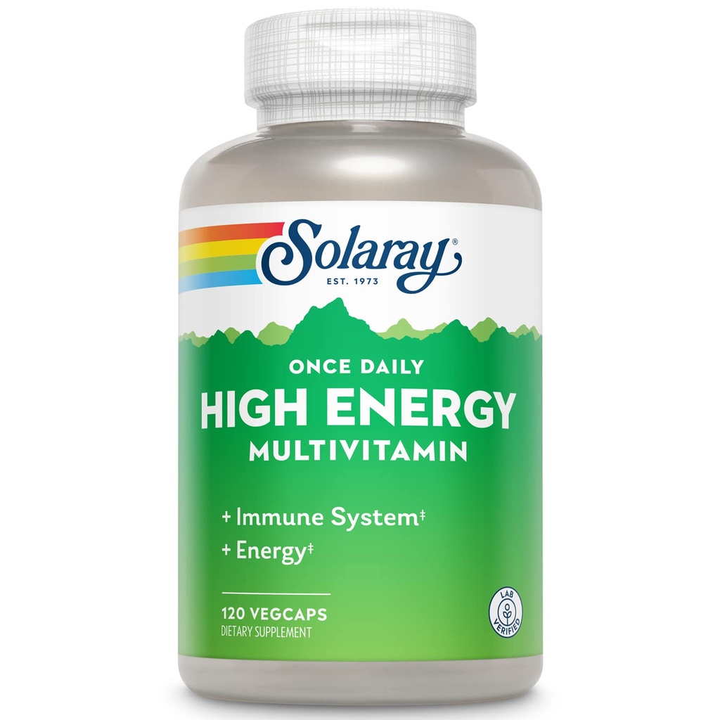 SOLARAY visokoenergijski multivitaminski, brez železa, 1/dan, časovno-zapusti Formula, Cela hrana & Herb Base 120 VegCaps