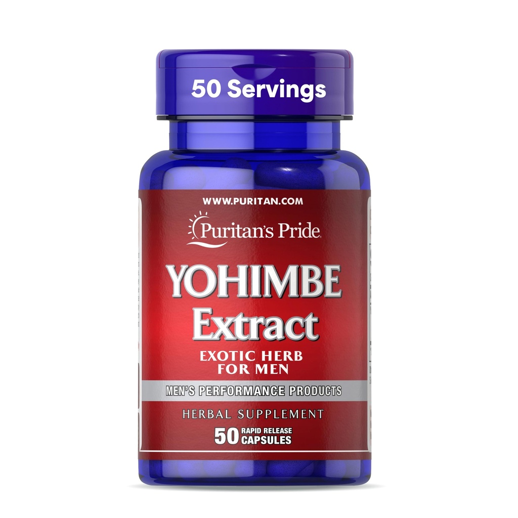 Puritan's Pride Yohimbe Exotic Herb za moške 250 mg (enakovredno 1000 mg), prehranska dopolnila, 50 kapsul za hitro sproščanje