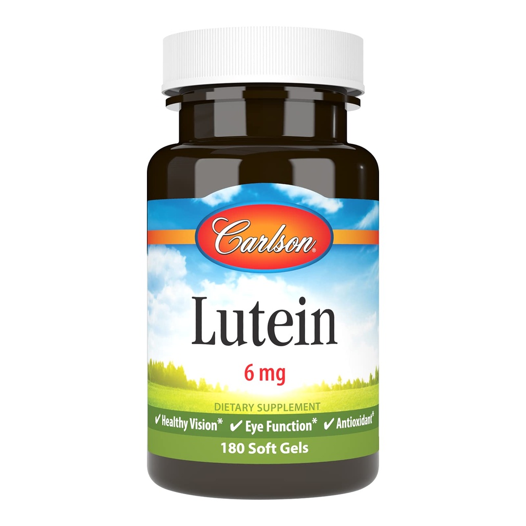 Carlson Lutein 6mg, Vision Support & Eye Health Supplement, Antioksidant Formula z Zeaksantin, 180 Softgels