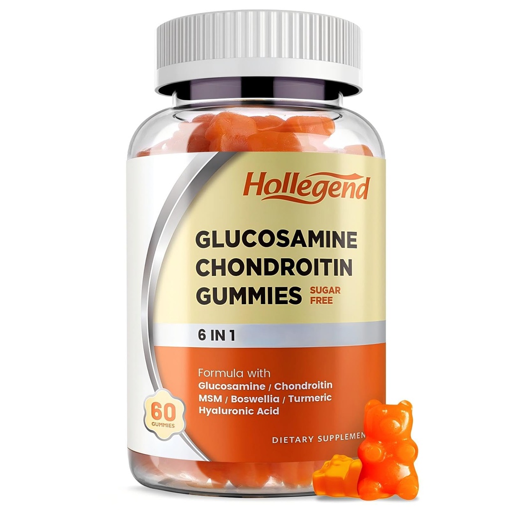 Glukozamin Chondroitin Gumies Sugar Free, Gumies dopolnila za odrasle moške in ženske, 60 število