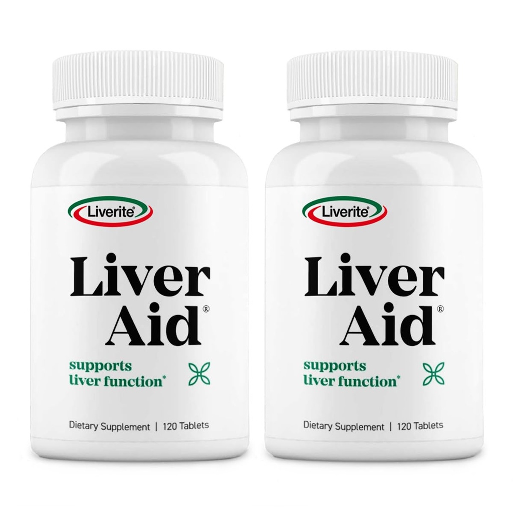 LIVERITE Aid jeter 2-Pack 120 tablete (skupaj 240ct) podpira zdravo funkcijo jeter, fizično energijo in vitalnost.
