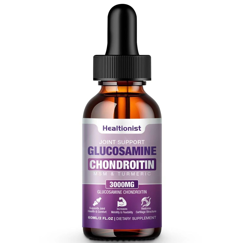1 Pack Glukozamin Chondroitin MSM tekoče kapljice, dodatna moč skupna podpora dodatek za odrasle moške in ženske, Quercetin Boswelia, Bromelain, antioksidant imunske podpore (2 Fl oz)