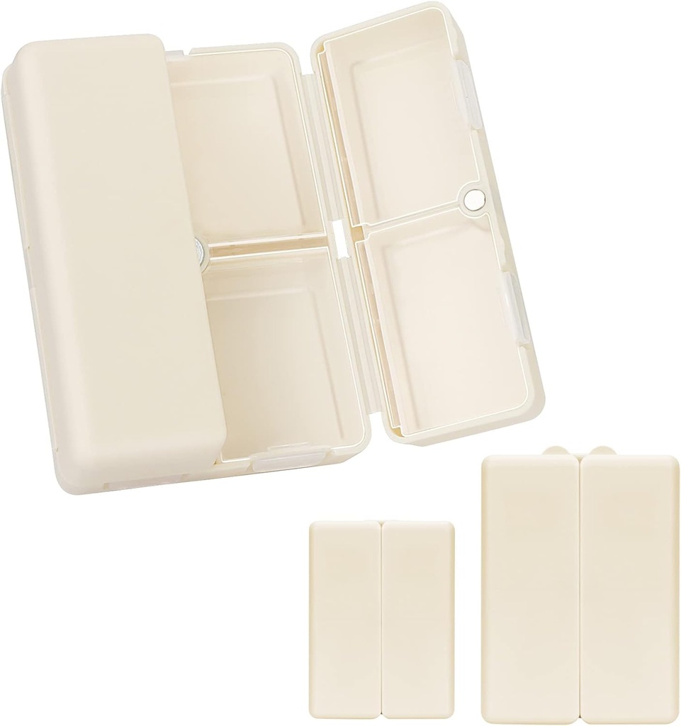 FYY 2 Pcs Daily Pill Organizator, 7 Kompartmenti Prenosne tablete primeru tabletke organizator,[Folding Design] Tablete Škatla za žepek za zadrževanje vitaminov,Cod olje jeter,Dobave in zdravila-bela