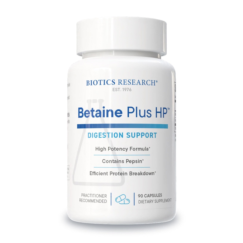 Biotics Research Betain Plus HP - Visoka jakost Klorovodikova kislina dodatek, Podpira Prebavne funkcije 90 kapsul