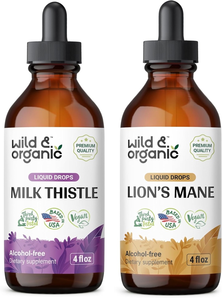 Gozdno in ekološko mleko Tinktura 4 fl oz & Lion's Mane Tinkture 4 fl oz