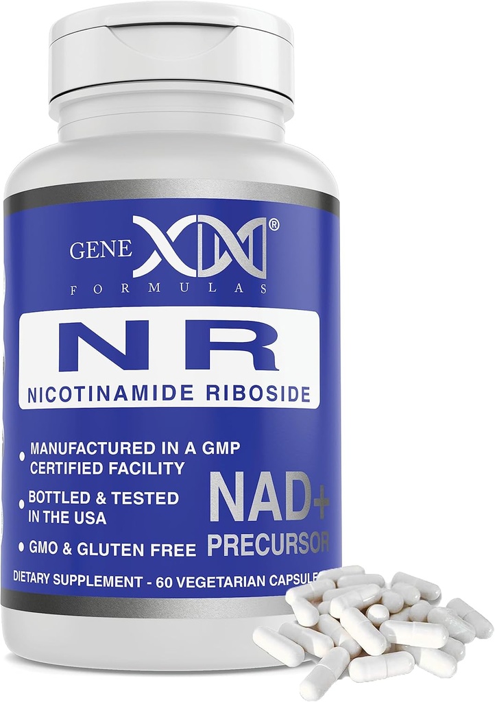 Geneks Formule NR Nikotinamid Riboside 300 mg/Serving (60 kapsul) NAD+ Predkurka za zdravo staranje - GMP-Certified, Non-GMO, Gluten-free, Vegetarian (1 pakiranje)