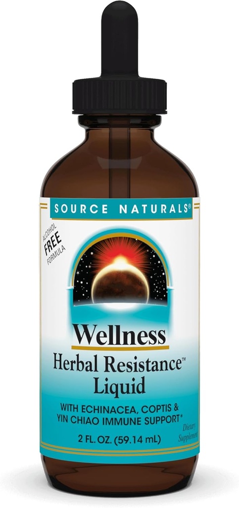 Vir Naturals Wellness Rastlinska odpornost Tekoča z Echinacea, Coptis in Yin Chiao, Imunska podpora* - Brez alkohola - 2 OZ