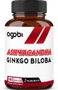 agobi 1600mg Ashwagandha z Ginkgo Biloba dodatek - Super ekstrakt Formula za imunski sistem, proizvodnja energije, zdravje spomina in fokus - 240 Veggie kapsule