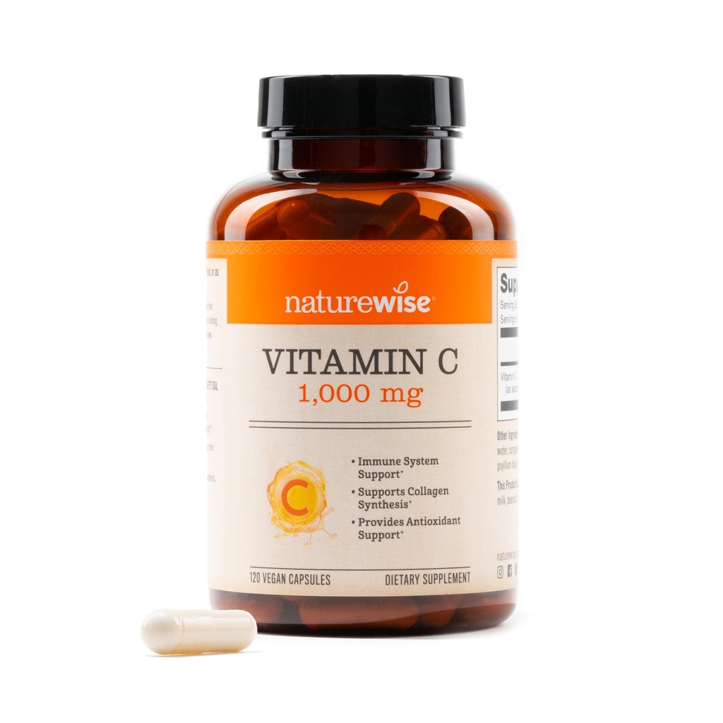 NatureWise Vitamin C 1000mg Kapsule - Extra Jakost Vegan Vitamin C za vsakodnevno antioksidantno in imunsko podporo - Non-GMO, ZDA Proizvedeno - 120 Kapsule[120-dnevna zaloga]