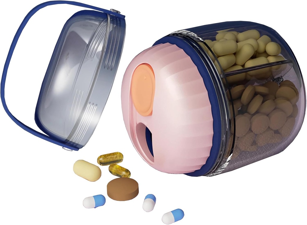 MURRI&MURRDI tablete Organizator s 4 predelki, potovalne tablete škatle, Prenosni primer z anti-Mexing & Široka otvoritve Design, Pill Container Imetnik za vitamine Ribja olja Zdravila, Roza
