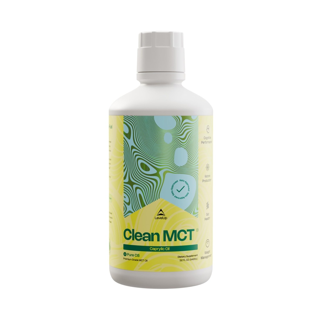 StopnjaUp Clean MCT Olje - 100% Caprylic C8 za energijo, fokus, upravljanje teže, Gut Health, Brain Superfuel - Keto Supplement za ketogensko kavo in ketone - Non-GMO (32 oz)