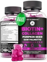 Koža in nohti za lase 10000mcg Gumies & Kolagen Gumies - Biotin Vitamini za rast las Bučno seme olje, žaga Palmetto ekstrakt & vitamini A B6 C D E - Biotin in kolagen dopolnila