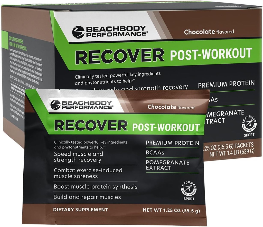 BODi Recover Whey Protein Powder Mešanica – Čokoladni Whey dodatek za okrevanje mišic z 20g proteini, BCAA, izvleček Granate - hitro okrevanje - 18 Serving paketi
