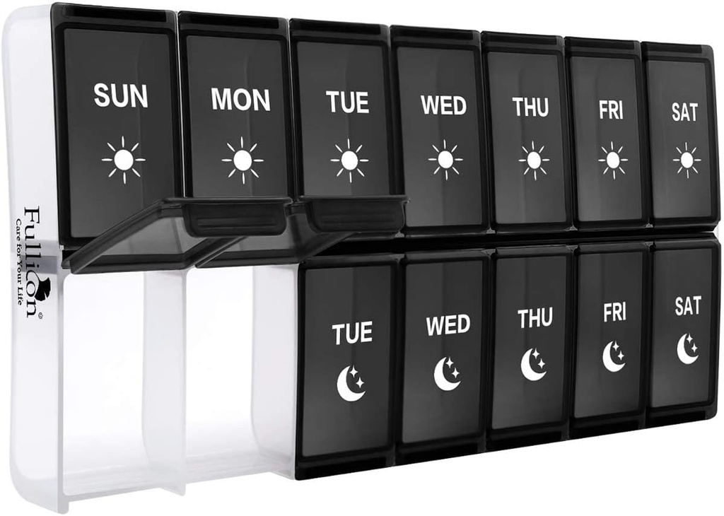 XL tedenske tablete Organizator 2 krat na dan, Fullicon ekstra velike dnevne tablete primeri prevelikih AM tablete tablete dvakrat na dan za vitamin / ribje olje / tablete/dodatki