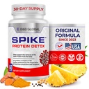 Spike Protein Detox - Spike Support Supplement for Protein Balance - Unflavored 3-in-1 mešanica z Nattokinase 4000Fu, Bromelain 500mg, Curcumin 1000mg - Izdelano v ZDA - 60 Kapsule, 30 Day Supply