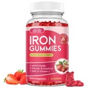 Iron Gummies z multivitaminom, Železni dodatek za ženske in moške z cinkom, Vitamin B Complex & C, B12, Folat - Blood Builder & Energy Support za odrasle in otroke - Jagodna aroma, Vegan 60 Gummies